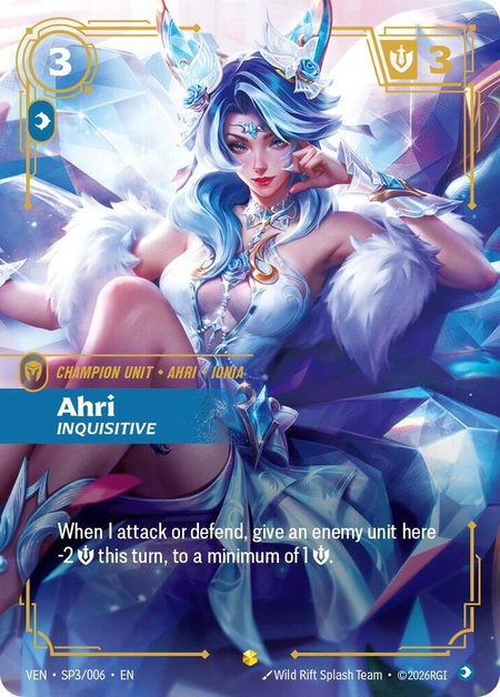 Ahri - Inquisitive trading card from Vendetta Ahri - Inquisitive - Vendetta Riftbound trading card