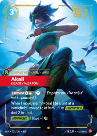 Akali - Deadly Weapon - Vendetta (VEN) #021/166 - Epic Riftbound Trading Card