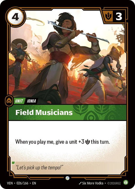 Field Musicians trading card from Vendetta Field Musicians - Vendetta Riftbound trading card
