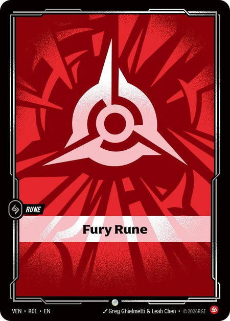 Fury Rune trading card from Vendetta Fury Rune - Vendetta Riftbound trading card