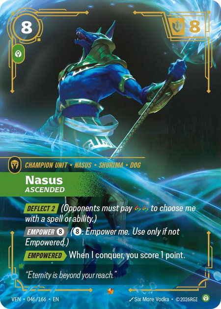 Nasus - Ascended trading card from Vendetta Nasus - Ascended - Vendetta Riftbound trading card