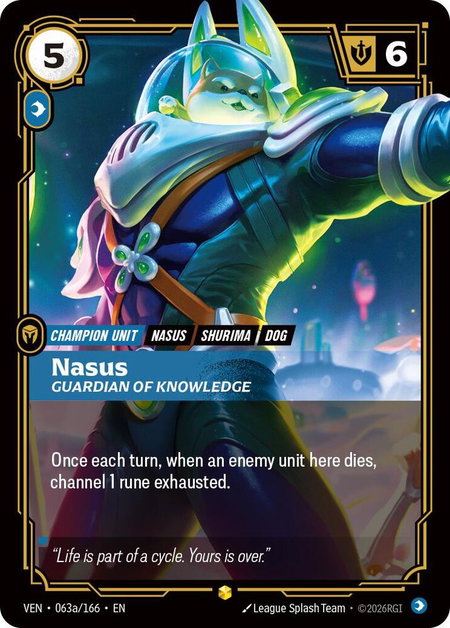 Nasus - Guardian of Knowledge (Alternate Art) trading card from Vendetta Nasus - Guardian of Knowledge (Alternate Art) - Vendetta Riftbound trading card