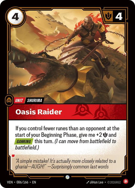 Oasis Raider trading card from Vendetta Oasis Raider - Vendetta Riftbound trading card