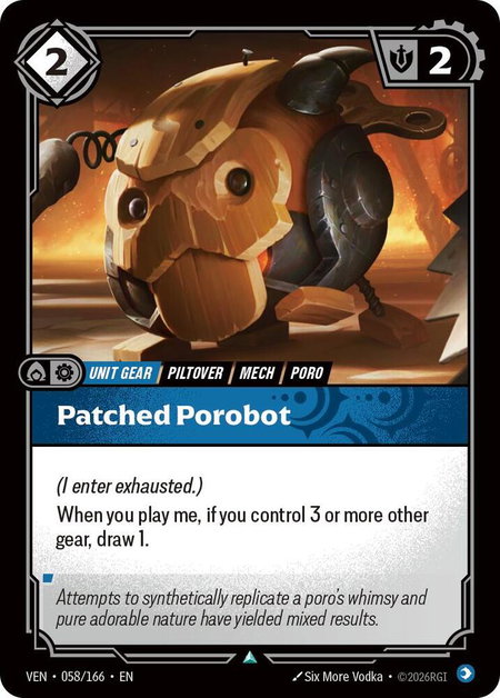 Patched Porobot trading card from Vendetta Patched Porobot - Vendetta Riftbound trading card