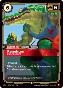 Renekton - Rage Fueled (Alternate Art) - Vendetta (VEN) #019a/166 - Rare Riftbound Trading Card
