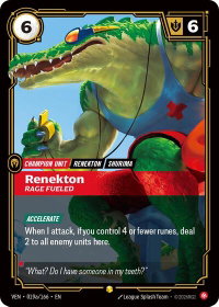 Renekton - Rage Fueled (Alternate Art) - Vendetta (VEN) #019a/166 - Rare Riftbound Trading Card