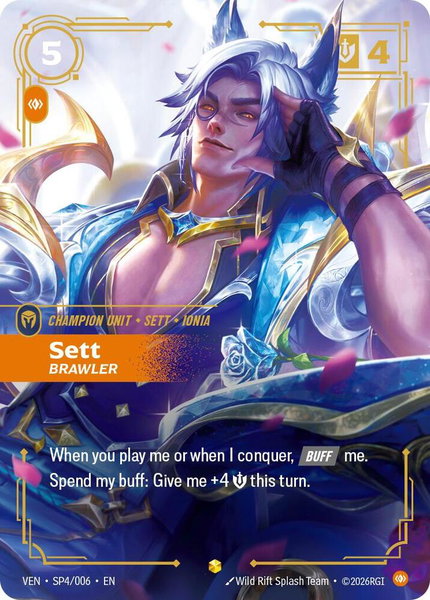 Sett - Brawler trading card from Vendetta Sett - Brawler - Vendetta Riftbound trading card
