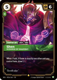 Shen - Scourge of Shadows (Alternate Art) - Vendetta (VEN) #042a/166 - Showcase Riftbound Trading Card