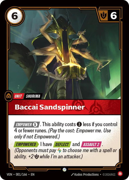 Baccai Sandspinner trading card from Vendetta Baccai Sandspinner - Vendetta Riftbound trading card