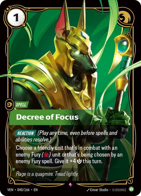 Decree of Focus trading card from Vendetta Decree of Focus - Vendetta Riftbound trading card