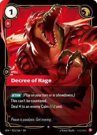 Decree of Rage - Vendetta (VEN) #015/166 - Rare Riftbound Trading Card