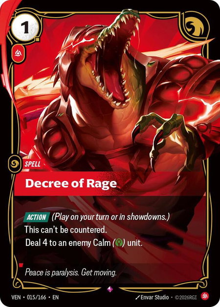 Decree of Rage trading card from Vendetta Decree of Rage - Vendetta Riftbound trading card