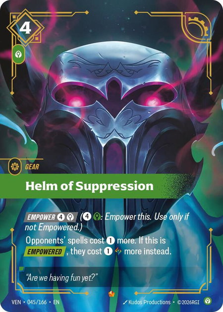 Helm of Suppression trading card from Vendetta Helm of Suppression - Vendetta Riftbound trading card