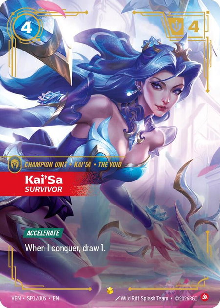 Kai'Sa - Survivor trading card from Vendetta Kai'Sa - Survivor - Vendetta Riftbound trading card