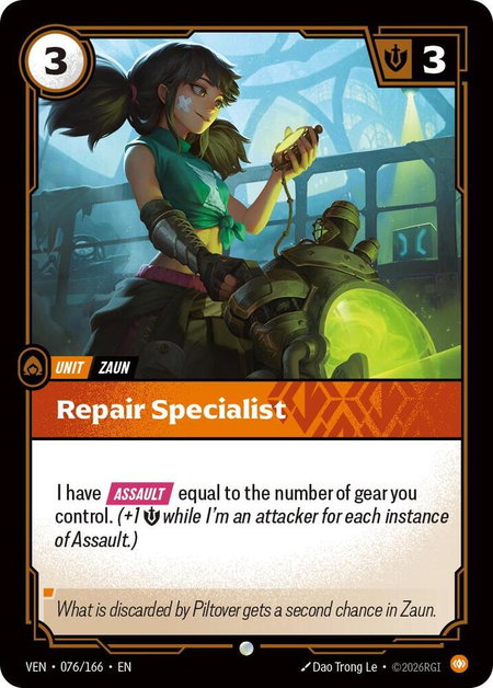 Repair Specialist trading card from Vendetta Repair Specialist - Vendetta Riftbound trading card