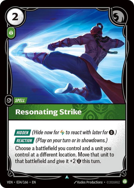 Resonating Strike trading card from Vendetta Resonating Strike - Vendetta Riftbound trading card