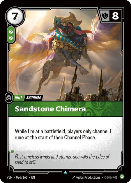 Sandstone Chimera trading card from Vendetta Sandstone Chimera - Vendetta Riftbound trading card