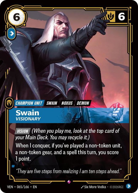 Swain - Visionary trading card from Vendetta Swain - Visionary - Vendetta Riftbound trading card