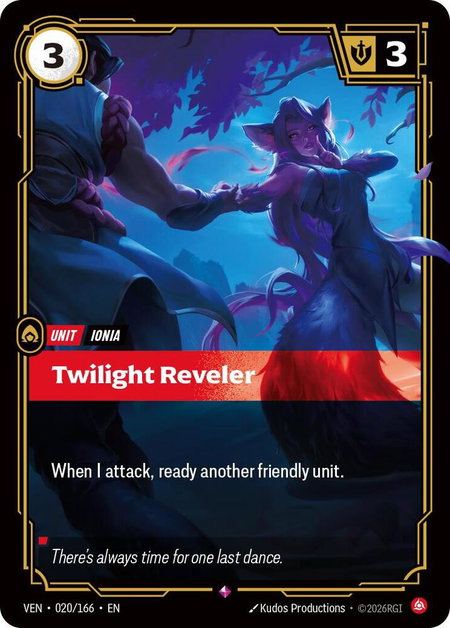 Twilight Reveler trading card from Vendetta Twilight Reveler - Vendetta Riftbound trading card