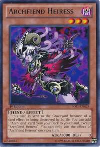 Archfiend Heiress trading card from Judgment of the Light Archfiend Heiress - Judgment of the Light YuGiOh trading card