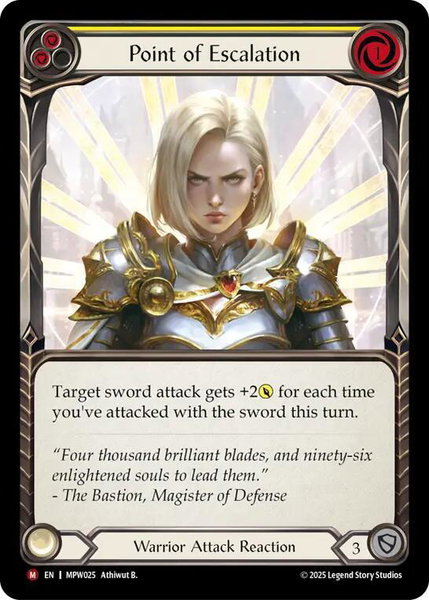 Point of Escalation trading card from Mastery Pack Warrior Point of Escalation - Mastery Pack Warrior Flesh and Blood trading card