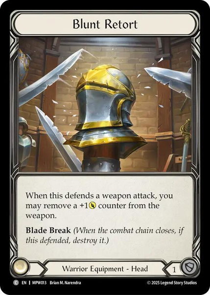 Blunt Retort trading card from Mastery Pack Warrior Blunt Retort - Mastery Pack Warrior Flesh and Blood trading card