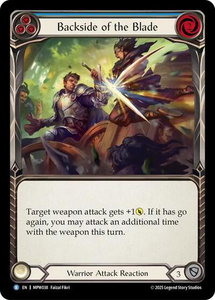 Backside of the Blade (Blue) - Mastery Pack Warrior (MPW) #MPW038 - Rare Flesh and Blood Trading Card