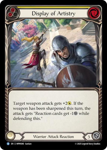 Display of Artistry (Yellow) trading card from Mastery Pack Warrior Display of Artistry (Yellow) - Mastery Pack Warrior Flesh and Blood trading card