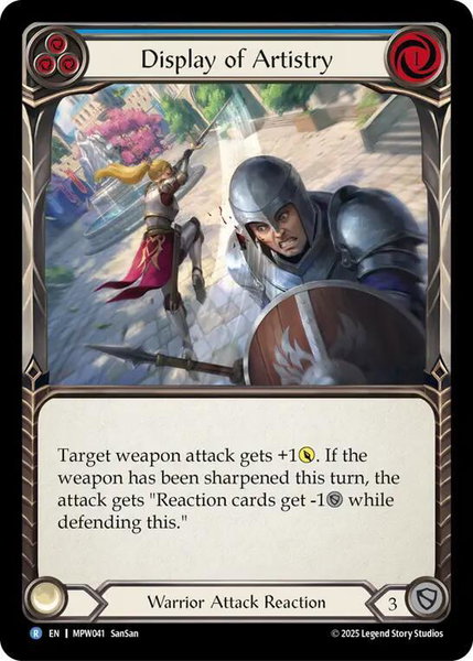 Display of Artistry (Blue) trading card from Mastery Pack Warrior Display of Artistry (Blue) - Mastery Pack Warrior Flesh and Blood trading card