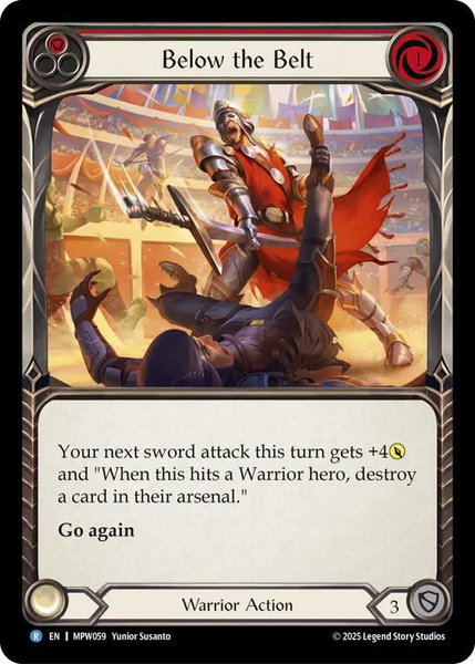 Below the Belt (Red) trading card from Mastery Pack Warrior Below the Belt (Red) - Mastery Pack Warrior Flesh and Blood trading card