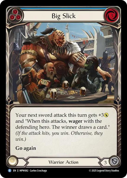 Big Slick (Blue) trading card from Mastery Pack Warrior Big Slick (Blue) - Mastery Pack Warrior Flesh and Blood trading card