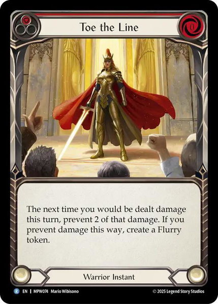 Toe the Line (Red) trading card from Mastery Pack Warrior Toe the Line (Red) - Mastery Pack Warrior Flesh and Blood trading card