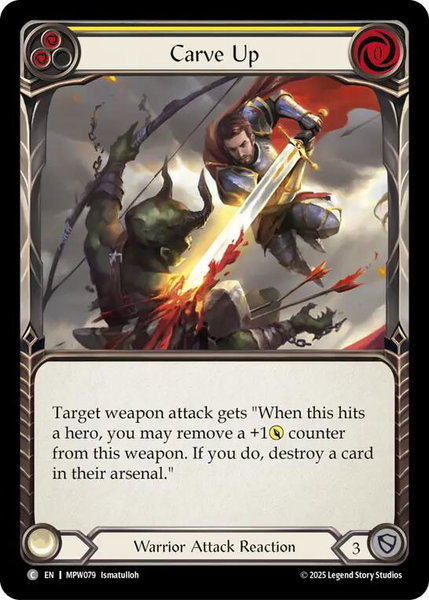Carve Up (Yellow) trading card from Mastery Pack Warrior Carve Up (Yellow) - Mastery Pack Warrior Flesh and Blood trading card