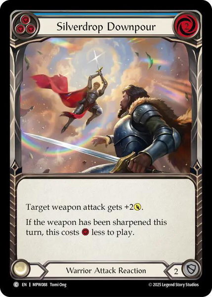 Silverdrop Downpour (Blue) trading card from Mastery Pack Warrior Silverdrop Downpour (Blue) - Mastery Pack Warrior Flesh and Blood trading card