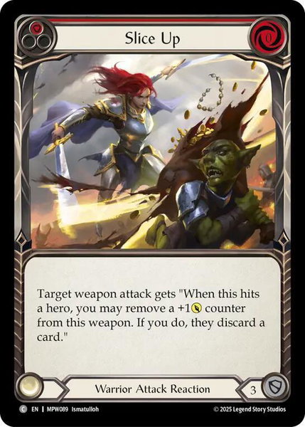 Slice Up (Red) trading card from Mastery Pack Warrior Slice Up (Red) - Mastery Pack Warrior Flesh and Blood trading card