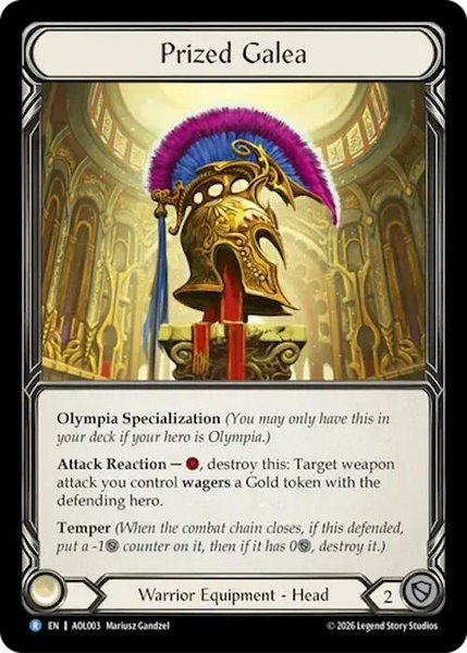 Prized Galea trading card from Armory Deck: Olympia Prized Galea - Armory Deck: Olympia Flesh and Blood trading card