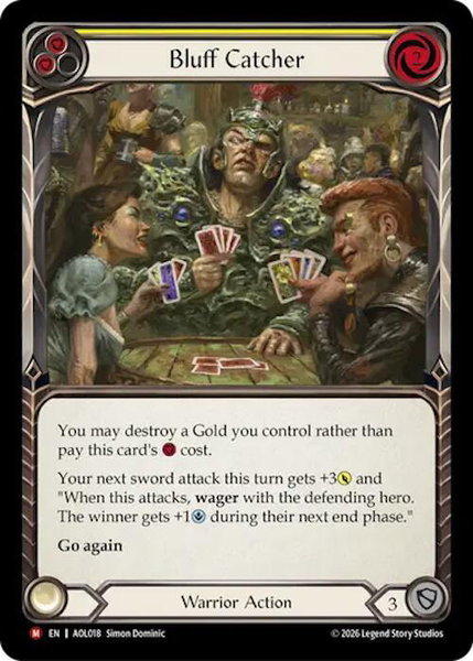 Bluff Catcher (Yellow) trading card from Armory Deck: Olympia Bluff Catcher (Yellow) - Armory Deck: Olympia Flesh and Blood trading card