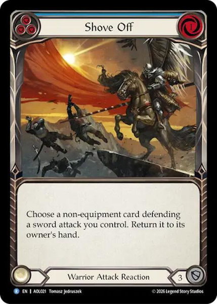 Shove Off (Blue) trading card from Armory Deck: Olympia Shove Off (Blue) - Armory Deck: Olympia Flesh and Blood trading card