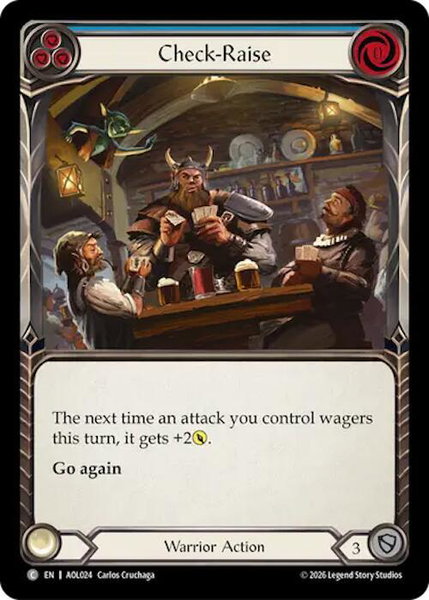 Check-Raise (Blue) trading card from Armory Deck: Olympia Check-Raise (Blue) - Armory Deck: Olympia Flesh and Blood trading card