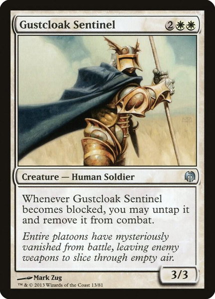 Gustcloak Sentinel trading card from Duel Decks: Heroes vs. Monsters Gustcloak Sentinel - Duel Decks: Heroes vs. Monsters Magic: The Gathering trading card