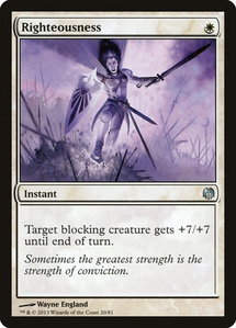 Righteousness - Duel Decks: Heroes vs. Monsters (DDL) #20 - Uncommon Magic: The Gathering Trading Card