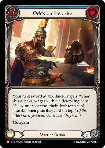 Odds on Favorite trading card from Armory Deck: Olympia Odds on Favorite - Armory Deck: Olympia Flesh and Blood trading card