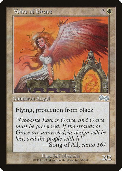 Voice of Grace trading card from Urza's Saga Voice of Grace - Urza's Saga Magic: The Gathering trading card