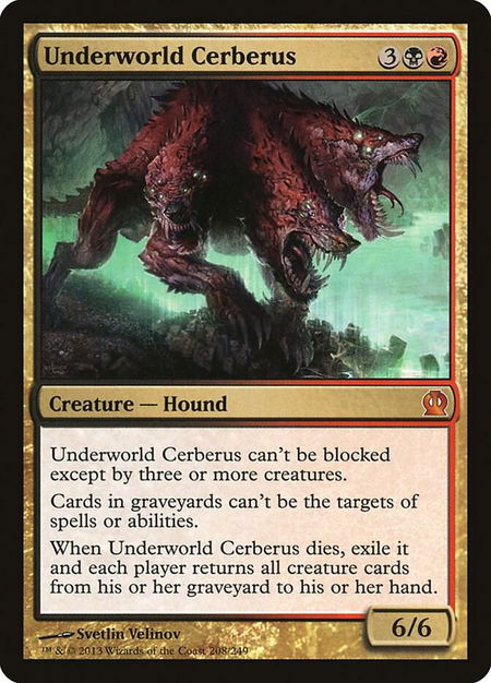 Underworld Cerberus trading card from Theros Underworld Cerberus - Theros Magic: The Gathering trading card