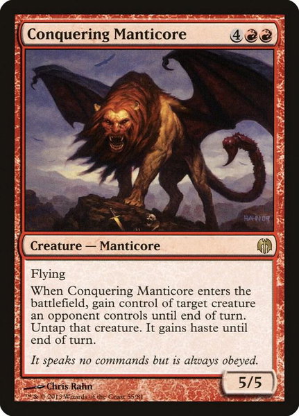 Conquering Manticore trading card from Duel Decks: Heroes vs. Monsters Conquering Manticore - Duel Decks: Heroes vs. Monsters Magic: The Gathering trading card