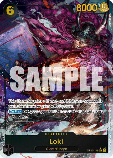 Loki (Alternate Art) trading card from The World's Strongest Warriors Loki (Alternate Art) - The World's Strongest Warriors One Piece trading card