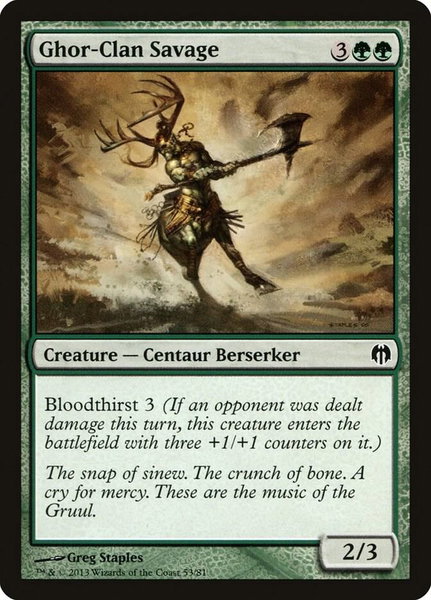 Ghor-Clan Savage trading card from Duel Decks: Heroes vs. Monsters Ghor-Clan Savage - Duel Decks: Heroes vs. Monsters Magic: The Gathering trading card