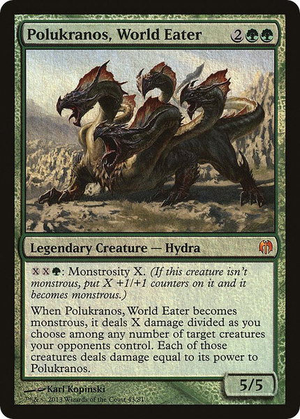 Polukranos, World Eater trading card from Duel Decks: Heroes vs. Monsters Polukranos, World Eater - Duel Decks: Heroes vs. Monsters Magic: The Gathering trading card