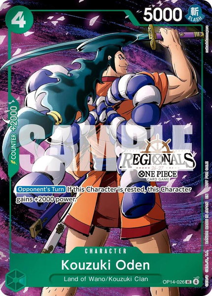 Kouzuki Oden (Regional Participation Pack 2026 Vol.2) trading card from One Piece Promotion Cards Kouzuki Oden (Regional Participation Pack 2026 Vol.2) - One Piece Promotion Cards One Piece trading card