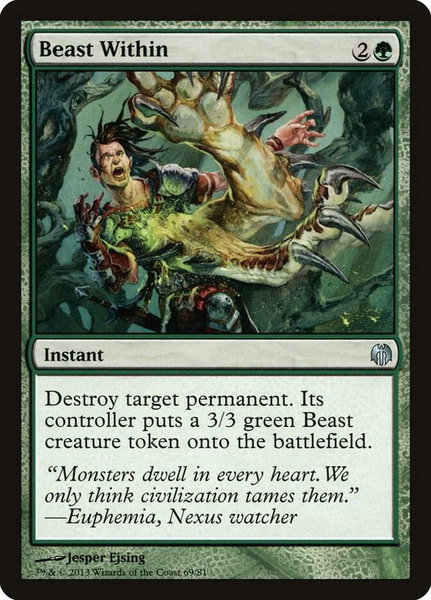 Beast Within trading card from Duel Decks: Heroes vs. Monsters Beast Within - Duel Decks: Heroes vs. Monsters Magic: The Gathering trading card